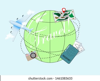 The symbol or picture of going out travel on a holiday in a simple. and Element of this image furnished by Nasa