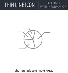Symbol of Pie Chart With Information. Thin line Icon of Infographics. Stroke Pictogram Graphic for Web Design. Quality Outline Vector Symbol Concept. Premium Mono Linear Beautiful Plain Laconic Logo