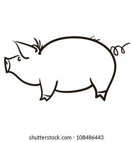 Symbol of a pig. A children's sketch