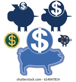 Symbol of pig piggy bank. The image of a pet in the form of a utilitarian capacity for collecting money.