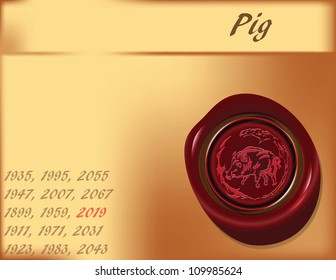 Symbol, the pigs on the eastern calendar. Vector illustration.