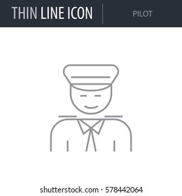 Symbol of Pilot. Thin line Icon of Airline. Stroke Pictogram Graphic for Web Design. Quality Outline Vector Symbol Concept. Premium Mono Linear Beautiful Plain Laconic Logo