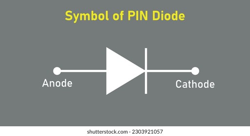 Symbol of PIN diode. Anode and cathode. Vector illustration isolated on grey background.