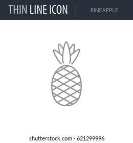 Symbol of Pineapple. Thin line Icon of Food. Stroke Pictogram Graphic for Web Design. Quality Outline Vector Symbol Concept. Premium Mono Linear Beautiful Plain Laconic Logo