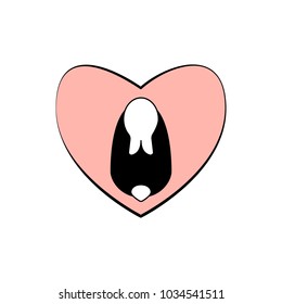 Symbol with pink heart and rabbit. Animal cruelty free logo design. Not tested on animals,  Cruelty free sign. 
