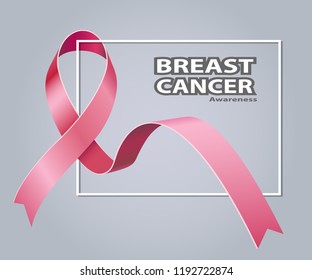 Symbol Pink Ribbon, Breast Cancer Awareness, on grey background. Vector illustration