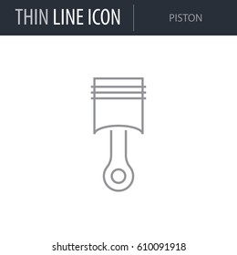 Symbol of Piston. Thin line Icon of Car elements. Stroke Pictogram Graphic for Web Design. Quality Outline Vector Symbol Concept. Premium Mono Linear Beautiful Plain Laconic Logo