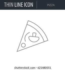 Symbol of Pizza. Thin line Icon of Food. Stroke Pictogram Graphic for Web Design. Quality Outline Vector Symbol Concept. Premium Mono Linear Beautiful Plain Laconic Logo