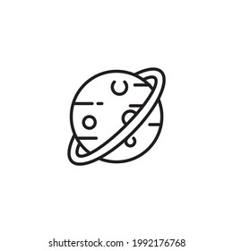 Symbol des Planeten mit Ring. Planet Saturn mit Planetenringsystem flaches Symbol für Astronomieapplikationen und Webseiten