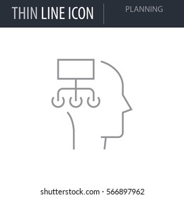 Symbol of Planning. Thin line Icon of Icons Of Human Features. Stroke Pictogram Graphic for Web Design. Quality Outline Vector Symbol Concept. Premium Mono Linear Beautiful Plain Laconic Logo