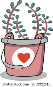 symbol plant flower potted and cartoon vector 
