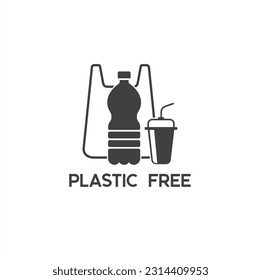 symbol of plastic free, eco friendly, vector art.