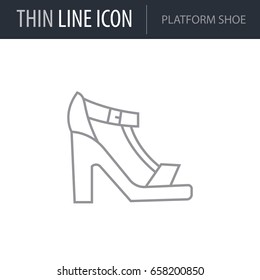 Symbol of Platform Shoe. Thin line Icon of Fashion. Stroke Pictogram Graphic for Web Design. Quality Outline Vector Symbol Concept. Premium Mono Linear Beautiful Plain Laconic Logo