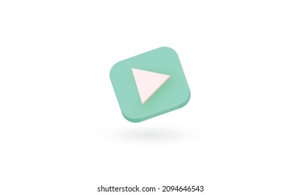 Symbol play icon isolated white background, 3d render illustration