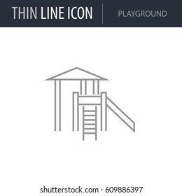 Symbol of Playground. Thin line Icon of City elements. Stroke Pictogram Graphic for Web Design. Quality Outline Vector Symbol Concept. Premium Mono Linear Beautiful Plain Laconic Logo