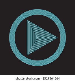 
A symbol for playing video in the form of lines with a neon glow. Vector drawing on an isolated black background.
