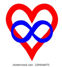 Symbol of polyamory: heart and infinity sign. Polyamory conceptual illustration.