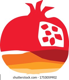 Símbolo de granada, ilustración vectorial. Hecho con granada y suelo