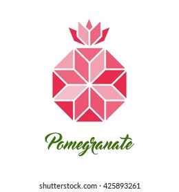 Symbol of Pomegranate, vector illustration. Made with polygons like a crystal. Abstract colorful geometric pattern.