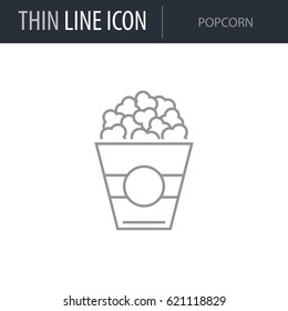 Symbol of Popcorn. Thin line Icon of Food. Stroke Pictogram Graphic for Web Design. Quality Outline Vector Symbol Concept. Premium Mono Linear Beautiful Plain Laconic Logo