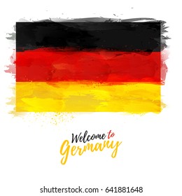 Symbol, poster, banner Germany. Flag of Germany with the decoration of the national color. Style watercolor drawing. Vector illustration.