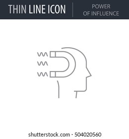 Symbol of Power Of Influence Thin line Icon of Business. Stroke Pictogram Graphic for Web Design. Quality Outline Vector Symbol Concept. Premium Mono Linear Beautiful Plain Laconic Logo
