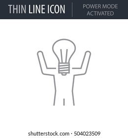 Symbol of Power Mode Activated Thin line Icon of Business. Stroke Pictogram Graphic for Web Design. Quality Outline Vector Symbol Concept. Premium Mono Linear Beautiful Plain Laconic Logo