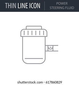 Symbol of Power Steering Fluid. Thin line Icon of Car elements. Stroke Pictogram Graphic for Web Design. Quality Outline Vector Symbol Concept. Premium Mono Linear Beautiful Plain Laconic Logo