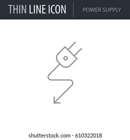 Symbol of Power Supply. Thin line Icon of Ecology Elements. Stroke Pictogram Graphic for Web Design. Quality Outline Vector Symbol Concept. Premium Mono Linear Beautiful Plain Laconic Logo