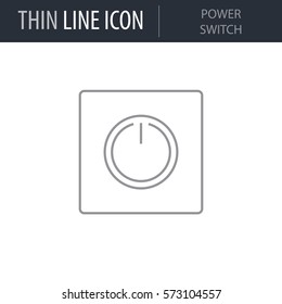 Symbol of Power Switch. Thin line Icon of Network Technology. Stroke Pictogram Graphic for Web Design. Quality Outline Vector Symbol Concept. Premium Mono Linear Beautiful Plain Laconic Logo