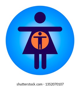 Symbol of pregnancy. Sign. Maternity symbol. Mother takes care of her baby's life.