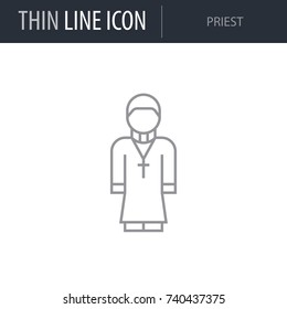 Symbol of Priest. Thin line Icon of Professions. Stroke Pictogram Graphic for Web Design. Quality Outline Vector Symbol Concept. Premium Mono Linear Beautiful Plain Laconic Logo