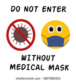 symbol prohibited from entering unless wearing a medical mask