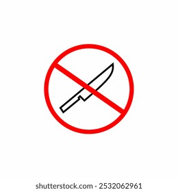 Symbol prohibiting the use of knives or sharp objects. Vector illustration isolated on white