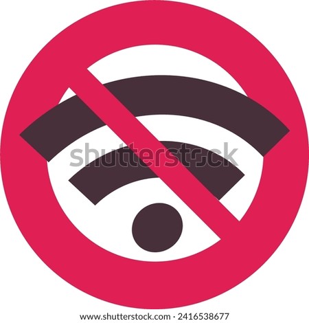 Symbol for prohibiting wireless networks with a flat design style (cut out)	