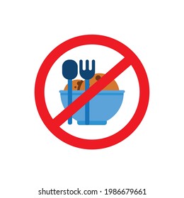 symbol of prohibition not to bring food or eat