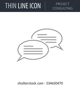 Symbol of Project Consulting Thin line Icon of Design Thinking. Stroke Pictogram Graphic for Web Design. Quality Outline Vector Symbol Concept. Premium Mono Linear Beautiful Plain Laconic Logo