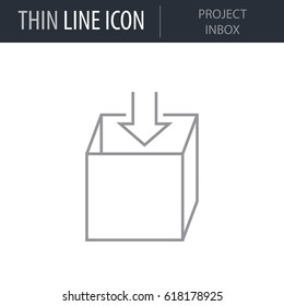 Symbol of Project Inbox. Thin line Icon of Project Planning. Stroke Pictogram Graphic for Web Design. Quality Outline Vector Symbol Concept. Premium Mono Linear Beautiful Plain Laconic Logo