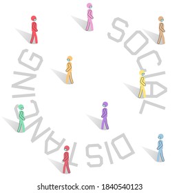 A symbol of promoting social distancing and wearing masks in public spaces for prevent COVID-19 virus and infection pandemic, New normal concept, Sign and symbol COVID-19 illustration.	