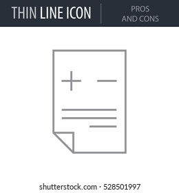 Symbol of Pros And Cons Thin line Icon of Design Thinking. Stroke Pictogram Graphic for Web Design. Quality Outline Vector Symbol Concept. Premium Mono Linear Beautiful Plain Laconic Logo