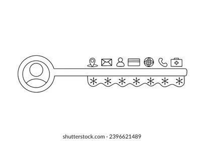 A symbol of the protection of all personal data of a person. Data Protection Day. Vector illustration. Images produced without the use of any form of AI software at any stage. 