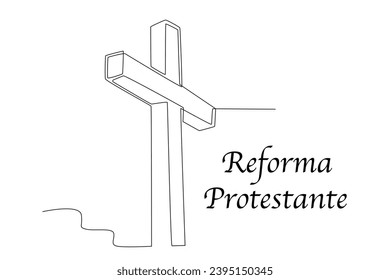 A symbol of the protestant religion. Reforma protestante one-line drawing