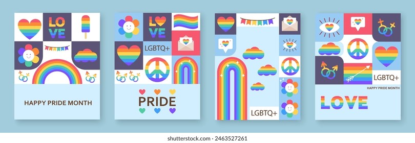 Symbol of the proud LGBT community. Rainbow elements. Vector illustration.