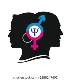 Das Symbol der psychologischen Harmonie zwischen Männern und Frauen wird durch den kyrillischen Buchstaben Psi repräsentiert. Vektorgrafik.