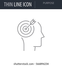 Symbol of Purpose. Thin line Icon of Icons Of Human Features. Stroke Pictogram Graphic for Web Design. Quality Outline Vector Symbol Concept. Premium Mono Linear Beautiful Plain Laconic Logo