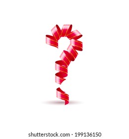 Symbol of question is made of red curly ribbons.