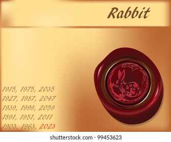 Symbol, the rabbit on the eastern calendar. Vector illustration.