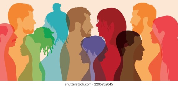 Symbol Of Racial Equality And Anti-racism. Multi-ethnic And Multiracial Group Of Men And Women Standing, Smiling And Holding Hands.