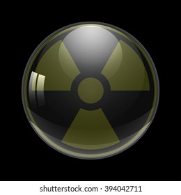 symbol of radioactive contamination  on a background ball, danger vector illustration
