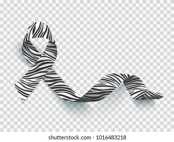 Zebra-print ribbon - symbol of rare-disease awareness. Vector